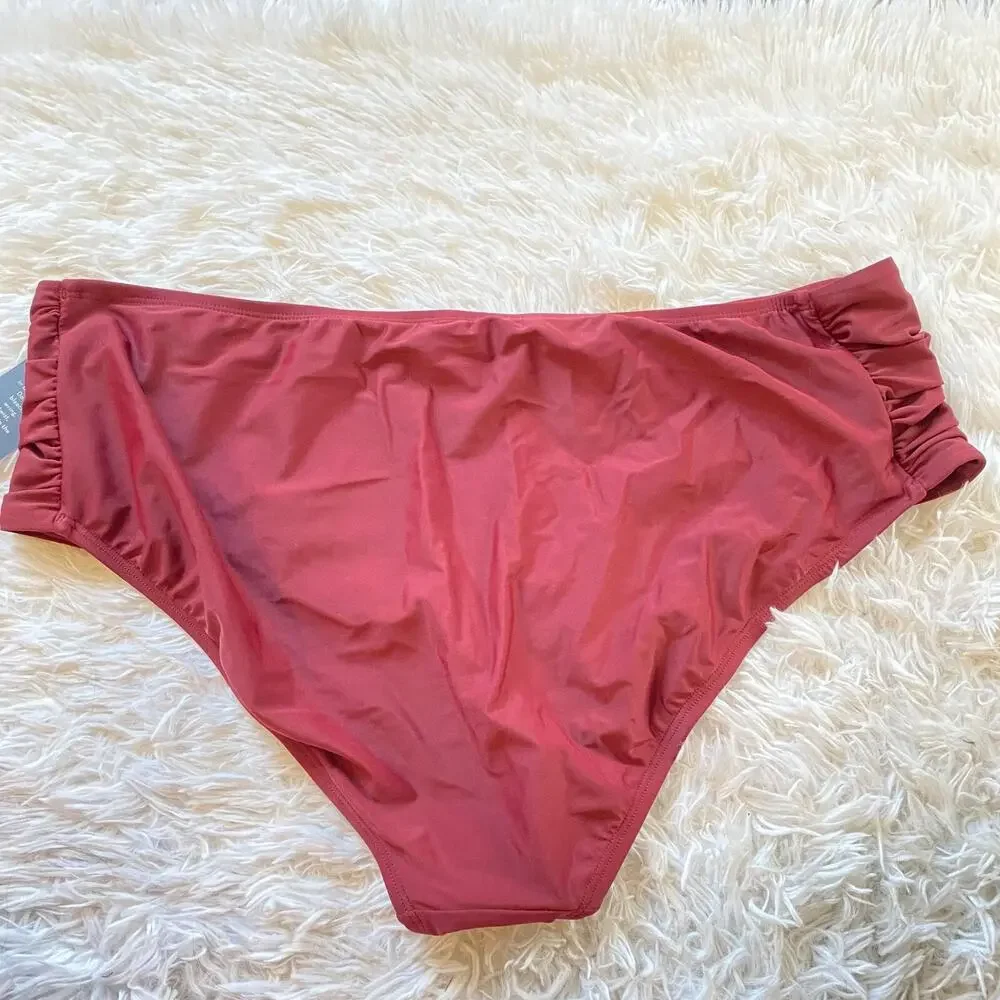 Aqua‎ Couture Curvy Bikini bottom Swimsuit Womens , Burgundy, 3x , NEW with Tag